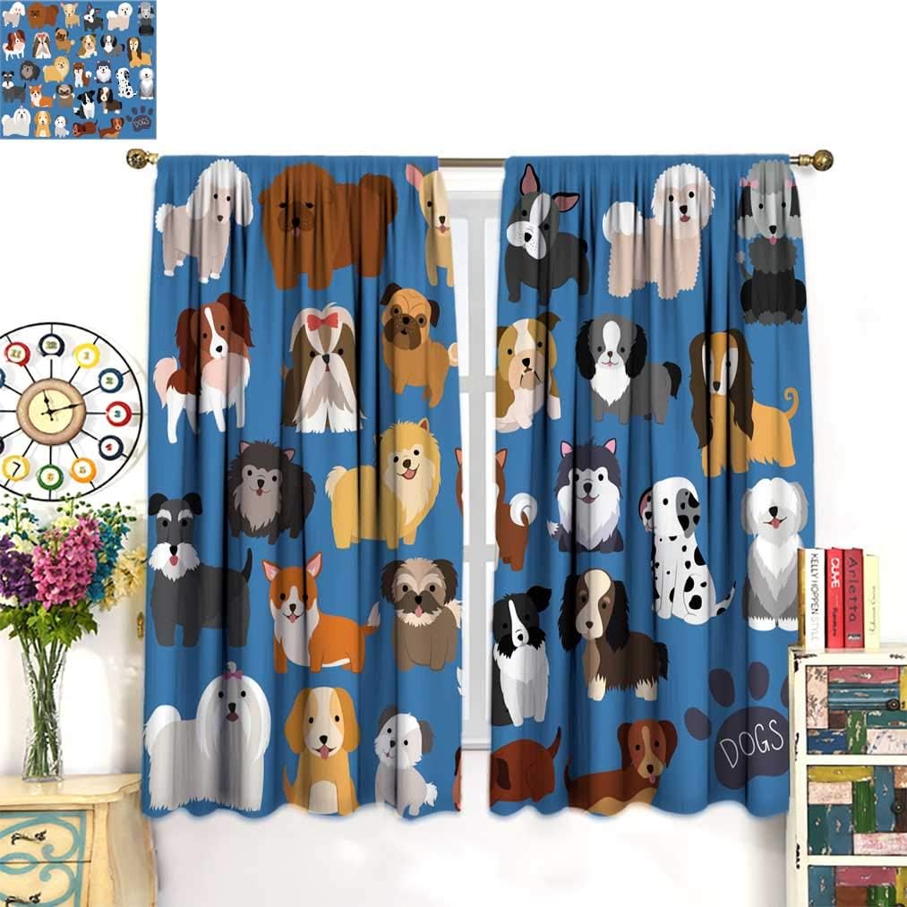 Bojoodecor Dogs Decor Blackout Curtains, Set of Dog and