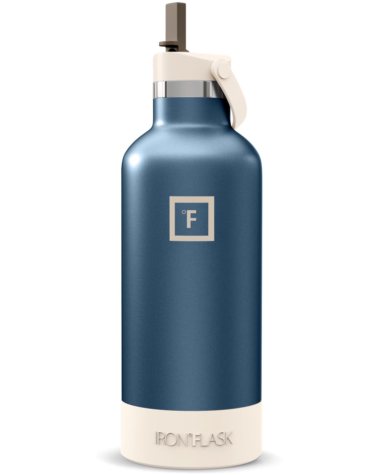 IRON °FLASK Camping & Hiking Hydration Flask with Straw, Narrow Mouth Insulated Stainless Steel Sports Water Bottle - Desert Oasis 32 oz - Straw (1 Lid) Image