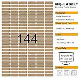 Mr-Label® Extra Small Size Blank Kraft Labels –Self Adhesive Stickers for Oil Bottle|Hand craft| Finishing Touch (Size:31*10mm) (10 sheets/1440 labels)