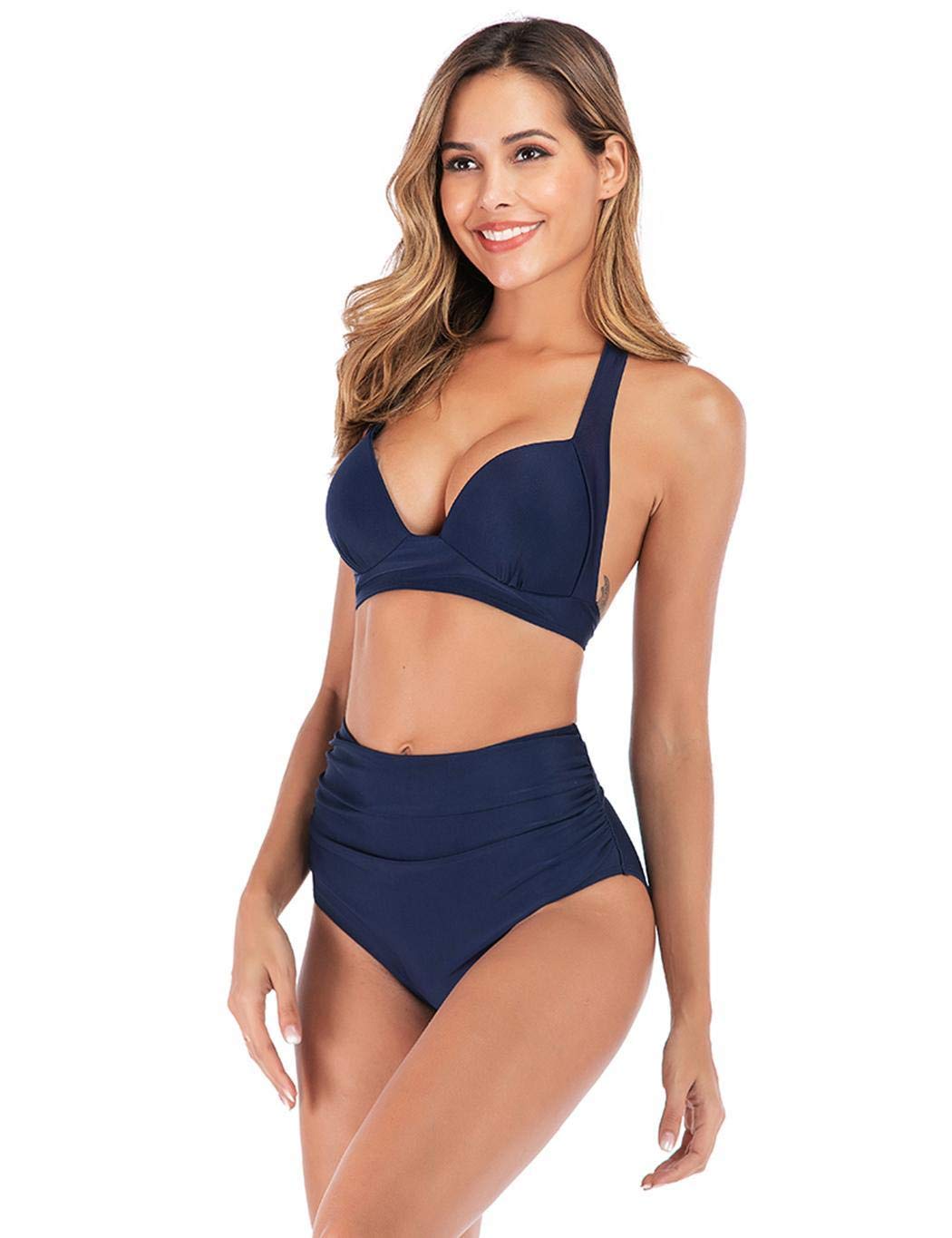 amiubo Bikinis de Verano para Mujer Conjunto Bikini de Dos Piezas Traje de baño de Cintura Alta Conjuntos