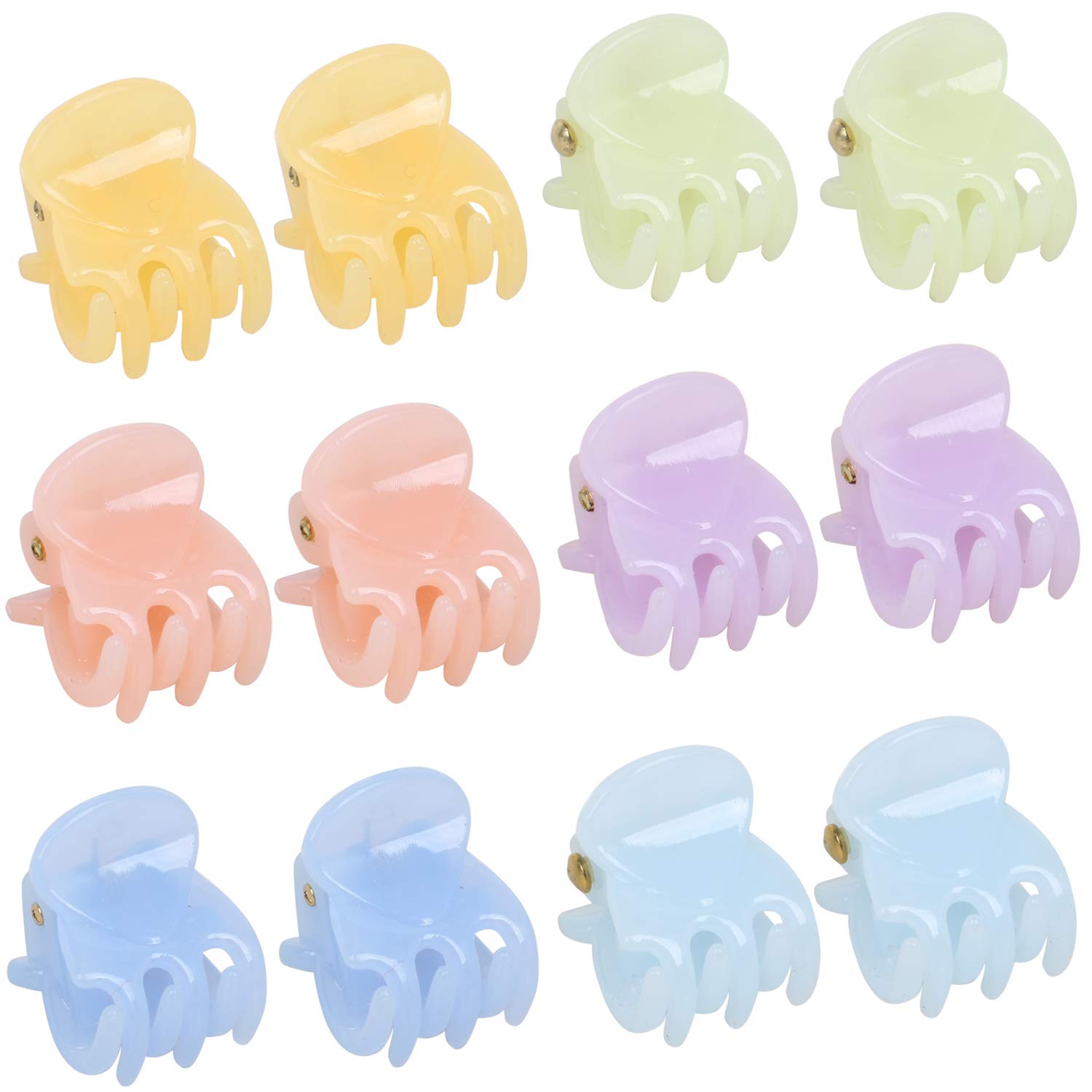 TRIXES Set of 12 Hair Claws – Miniature Styling Grips Pin Clamps – 6 Assorted Pastel Colours