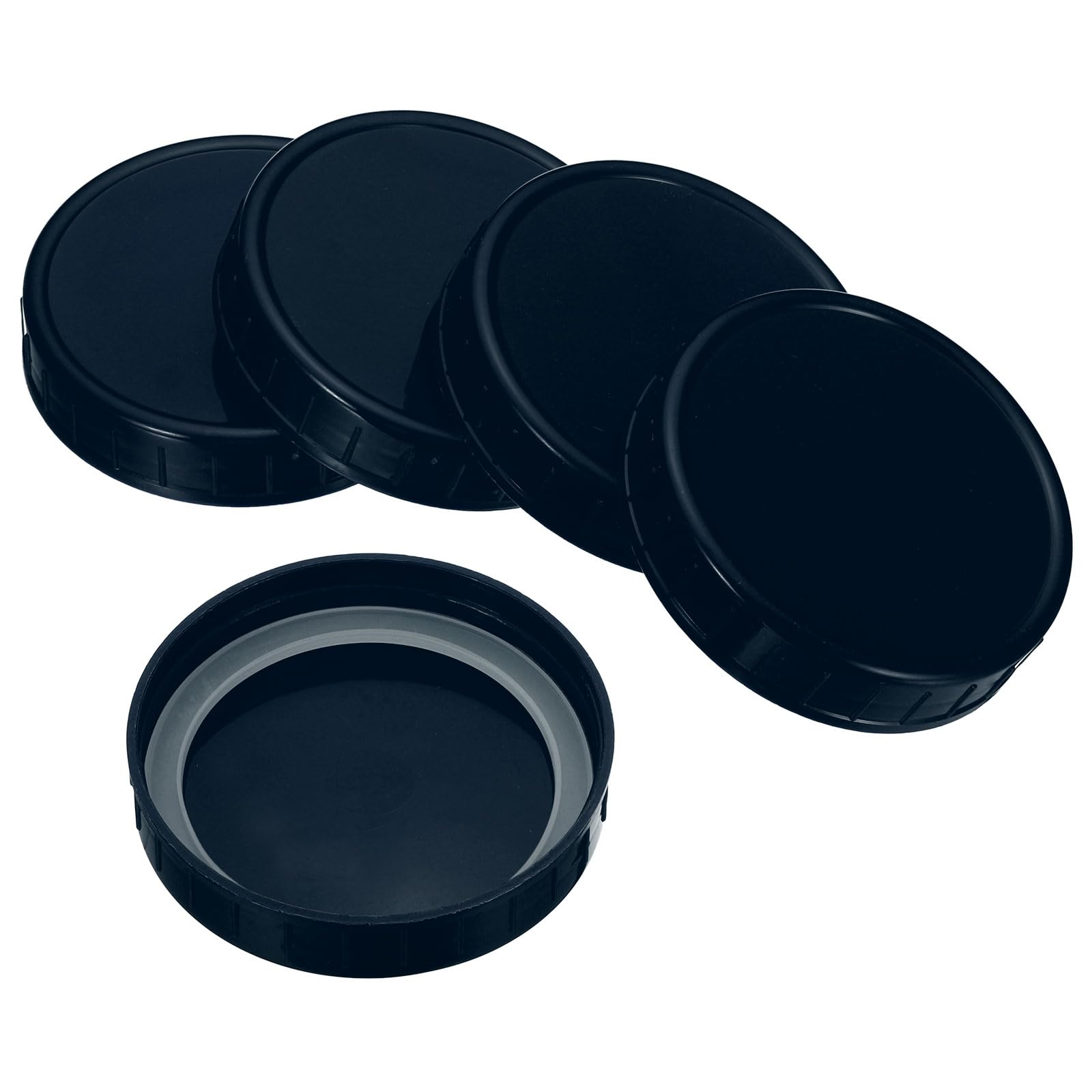 PATIKIL 86mm Wide Mouth Plastic Mason Jar Lids, 1Set/8 Pack Canning Jars Caps with Silicone Sealing Ring for Kitchen Storage, Drak Blue