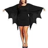HEARTISIAN Womens Plus Size Bat Wing Sleeves T Shirt Dress Casual Flowy Tunics Tops Scoop Collar Tees Halloween Costumes