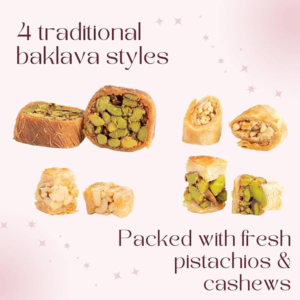 ZAITOUNE CASHEW & PISTACHIO BAKLAVA SELECTION BOX – 0.55 LB | TRADITIONAL LUXURY HONEY PASTRY | ARABIC DESSERT WITH AUTHENTIC FLAVORS IN BEAUTIFUL PACKAGING | HANDMADE IN TURKEY