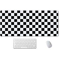 Boho Checker Desk Mat Beige Checkerboard Mouse Pad Large