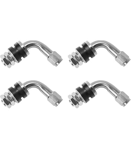 Clik Valve Stem 8PCS Tubeless Tire Valve Stem PVR70, Valve Stem Bent 90 Degree Angled, Brass Stem,Snap-in Rubber Base, Compatible With Most Tubeless Tire Rim, Motorcycle, Scooter, ATV Tire Valve Stems