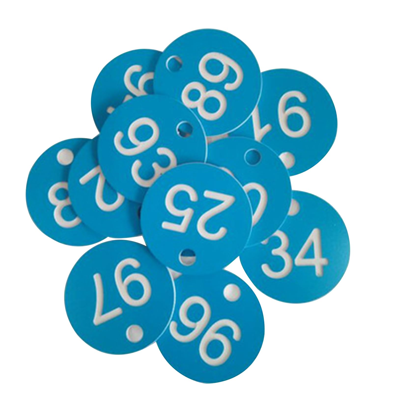 100Pcs Plastic Table Numbers,Light Blue Key Number Tags,35MM Number ID Tags for Number 1-100,Waterproof Table Numbers for Restaurant/Cafe/Bar/Hotel