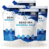 MARCO ESRA Pure Dead Sea Bath Salt for Bath &amp; Foot Soak, Unscented, 4 Pack | 3lb Fine Grain Dead Sea mineral salt for deep relaxation, softer skin &amp; eased muscles in resealable, mess-free pour-spout bag