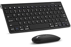 cimetech Bluetooth Keyboard and Mouse, [Type-C Rechargeable Mouse][Silent Scissor Switch Key] Wireless Computer Keyboard and Mouse, Ultra Slim Design for PC, Laptop, Mac, MacBook, Windows - Black