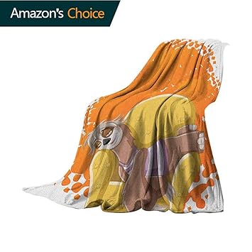 Amazon Com Sloth Throw Blanket Lazy Female Cartoon Sloth On Sofa