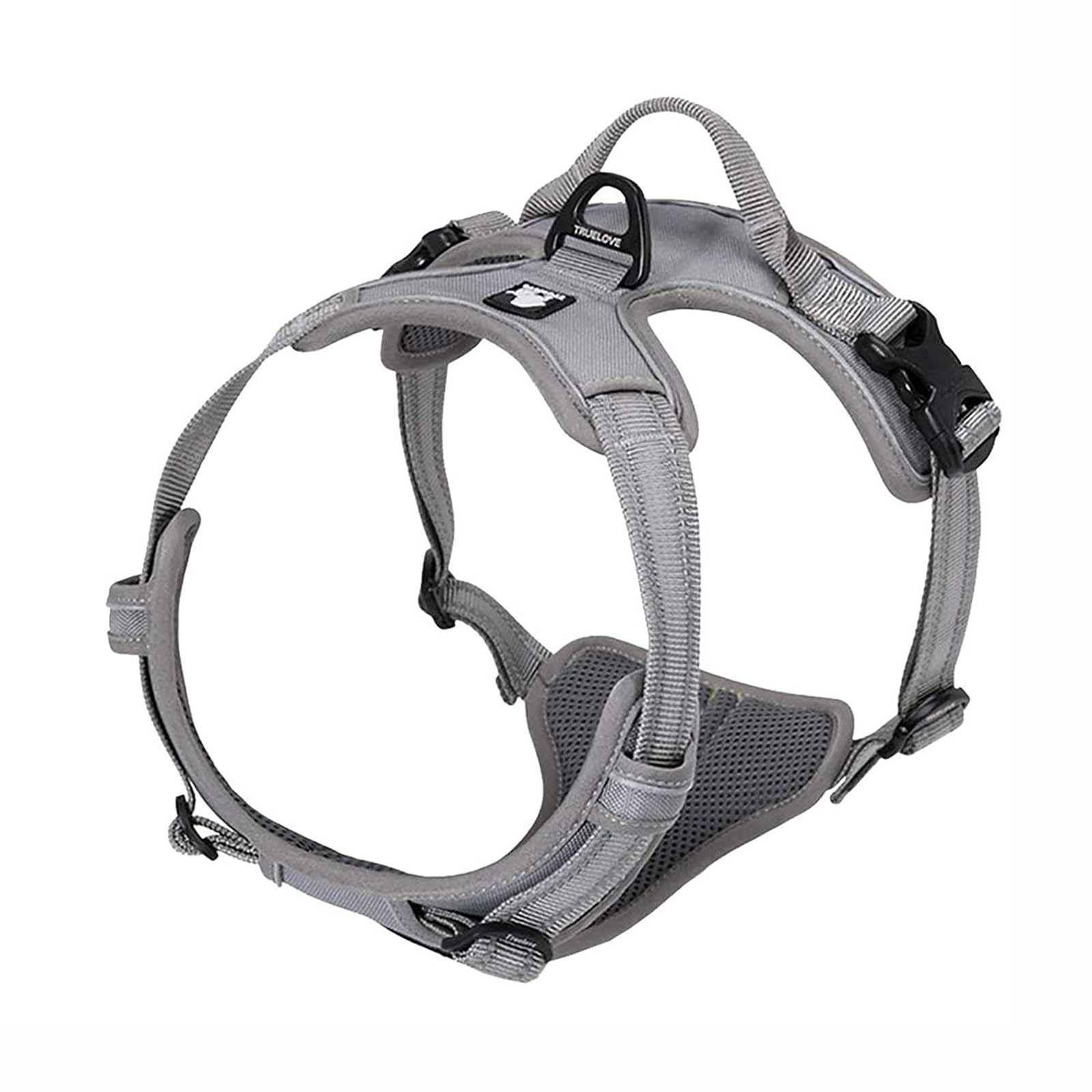 TrueLove Dog Harness TLH5651 No-pull Reflective Stitching Ensure Night Visibility, Outdoor Adventure Big Dog Harness Perfect Match Puppy Vest Now Available (Gray,XL)