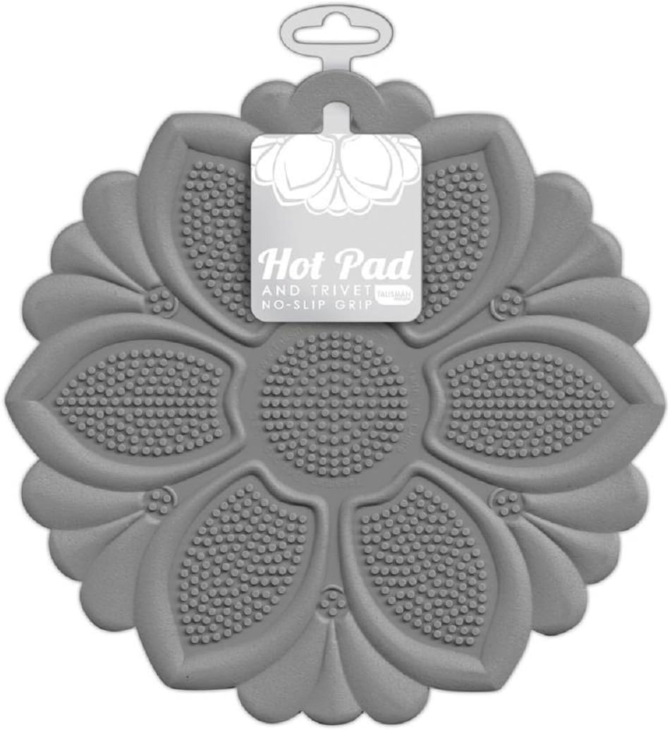 Talisman DesignsNo-Slip Grip Silicone Hot Pad & Trivet, Surface Protection from Hot Dishes, Up to 500-Degree Heat Resistance, Multipurpose Kitchen Supplies, Grey (Set of 1)