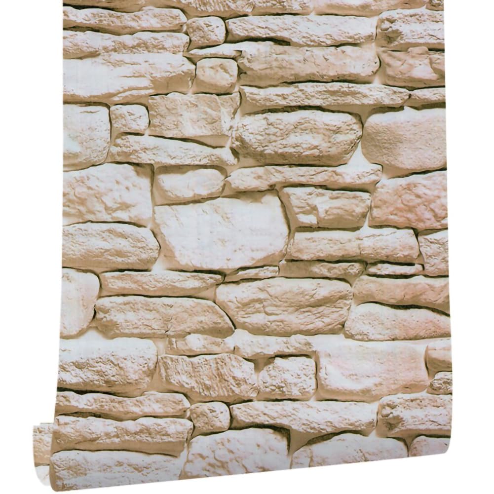 Ray-Velocity Stone Brick Wallpaper, 3D Slate Stone Brick Effect Wallpaper, Peel and Stick Waterproof Removable Vinyl Film Decorative Wall Stickers for Home Decoration (1000cm, A6)
