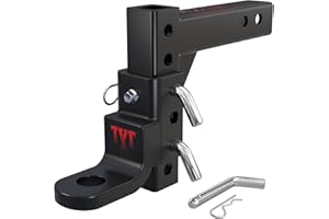 TYT Adjustable Trailer Hitch Ball Mount, 6-Position Tow Hitch, Fits 2-Inch Receiver, with 1" Hitch Ball Hole, 9-1/2" Drop & 8