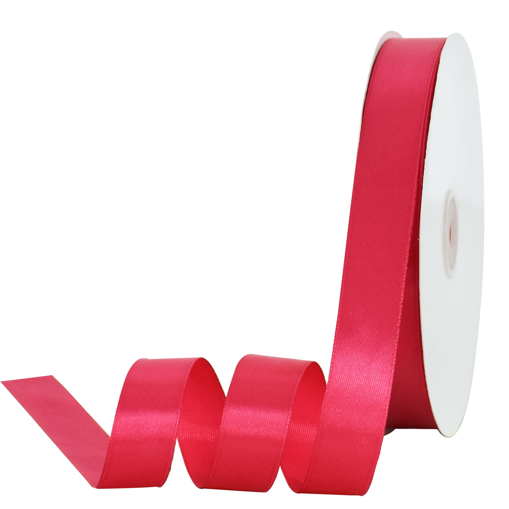 TONIFUL 7/8 Inch x 100yds Hot Pink Satin Ribbon Thin Solid Frabic Ribbons for Gift Wrapping, DIY Crafts Bows, Invitations, Floral Bouquets, Christmas Wedding Party Valentine's Decor — image 1