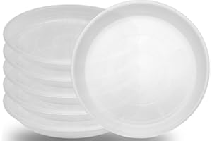 GRJOPRT 6 Pack Clear Plant Saucer Plant Tray, 4 6 8 10 12 13 15 17 19 inch Plant Trays for Pots, Heavy Duty Plant Trays for Indoors no Holes, Plastic Plant Saucer for Planter, Bird Bath Bowls (6", Clear)