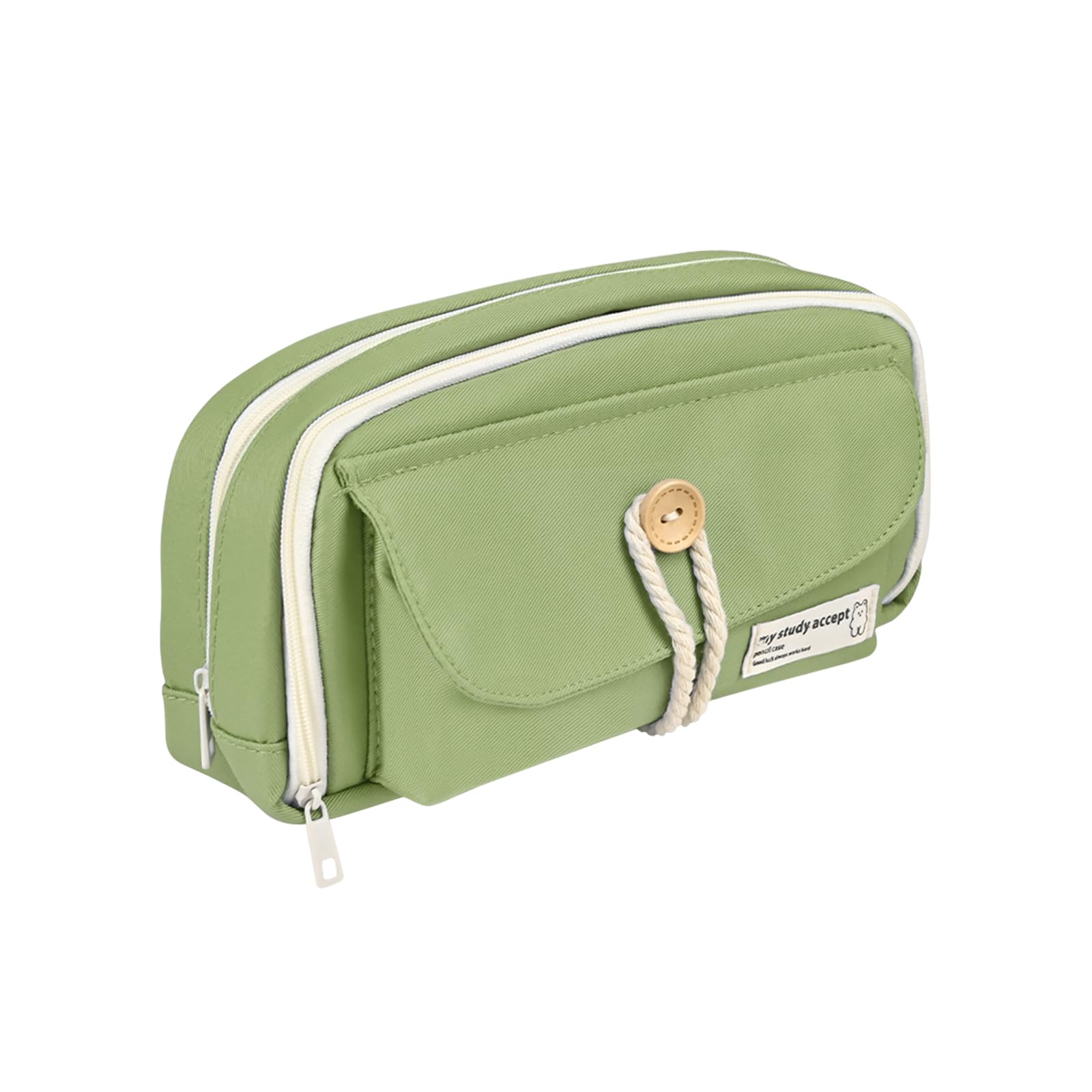 BAYTORY Pencil Case, Large Capacity Pencil Pouch for Girls Boys with 3 Compartments Pen Bag Stationery Organizer Office Makeup Bag for Adult Women Men(Green)