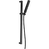 Delta Faucet Single-Spray H2Okinetic Slide Bar Hand Held Shower with Hose, Black Handheld Shower Head, Slide Bar Hand Shower, Handheld Shower, Detachable Shower Head, Matte Black 51567-BL