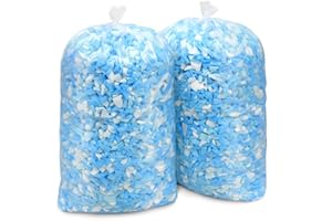 Hem Dgpsy 10lbs Shredded Memory Foam Filling, Blue and White Bean Bag Filler, Soft Pillow Stuffing Refill for Couch, Cushion, Dog Bed, Pouf, Arts and Crafts