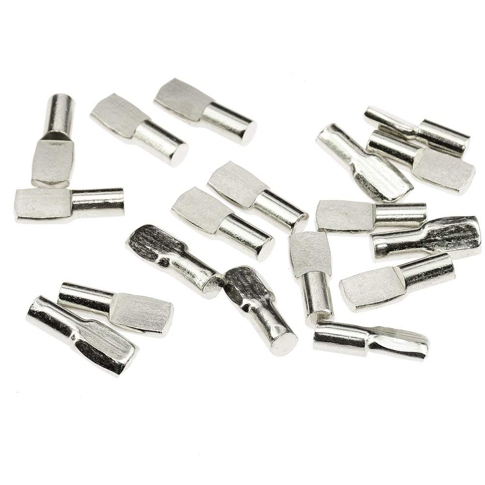 Merriway BH06738 (120 Pcs) Spoon Shaped Steel Shelf Support Pins, 5mm Nickel Plated - Pack of 120 Pieces