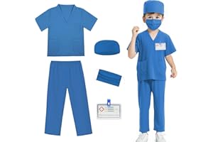Mizzuco Doctor Costume for Kids,Toddler Nurse Scrubs Halloween Dress Up Cosplay For Boys Girls 3-12 Years