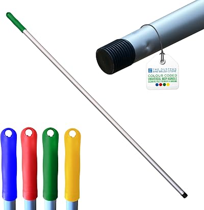 TDBS Colour Coded 120cm Aluminium Mop/Broom Handle Green 23mm Screw