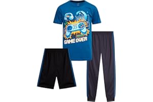 Pro Athlete Active Boys Pant Sets - 3 Piece Crew Neck Short Sleeve Boys TShirts Athletic Shorts and Jogger Sweatpants (8-16)