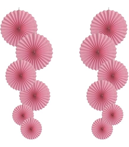 Red DIY Paper Fan Decorations – 16 Inch Hanging Fans, 30-Piece Set For Birthday, Wedding, Graduation Party Decor - View #2