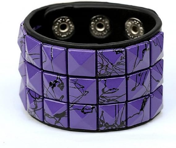 Amazon Co Jp 日本未発売 ファッション パンク 鋲 スタッズ Puレザー 革 ブレスレット リストバンド リンク カルテット バックル付 レディース 女の子 紫 並行輸入品 服 ファッション小物