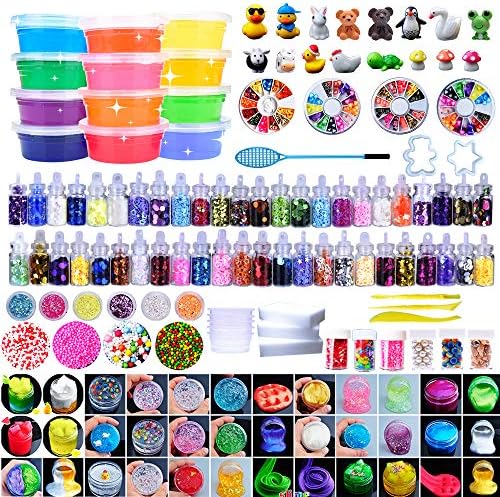 Hsftilv スライムコース 12個 Slime 水晶粘土 ねんど Diy 金魚鉢ビーズ 果物切片 手作りツール ストレス解消 知育玩具 子供 小学生 女の子 男の子 誕生日 クリスマス プレゼント