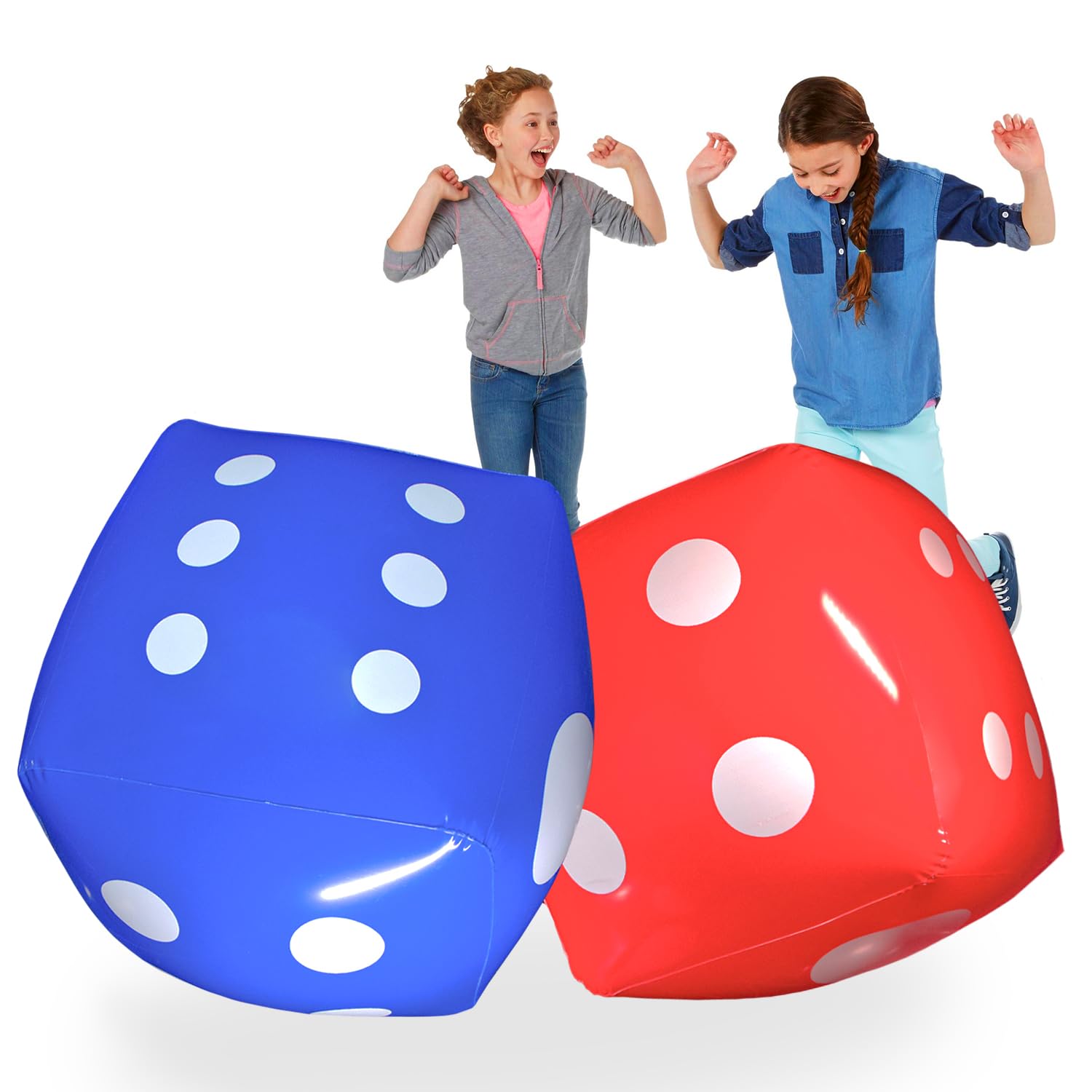 Novelty Place 16'' Jumbo Inflatable Dice (2-Pack) - Red and Blue Giant Dice for Indoor & Outdoor Board Games, Ludo, Pool Parties - Fun & Versatile Party Decorations and Game Accessories, Large