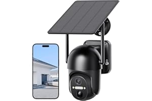 Tefrio Solar Security Cameras Wireless Outdoor with 360° Panoramic View, 2K Live Video, Color Night Vision, PIR Motion Alerts, Remote Access, Support 2.4ghz WiFi Outside Camera for Home Surveillance