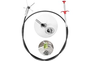 WANJOTEC Drain Snake Hair Drain Clog Remover Tool, Sink Drain Cleaner for Sewer Kitchen Bathroom Shower Tub Toilet Clogged Drains Opener Cleaning Tool, Flexible Grabber Claw Pick Up Reacher Tool (34 Inch)