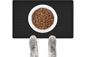 LOGIFTVE Silicone Dog Feeding Mat with Raised Edges, 16"x10" Non-Slip Pet Food Mat for Small & Medium Dogs, Waterproof Dog Bowl Mat to Prevent Food & Water Spills, Easy to Clean (Black)