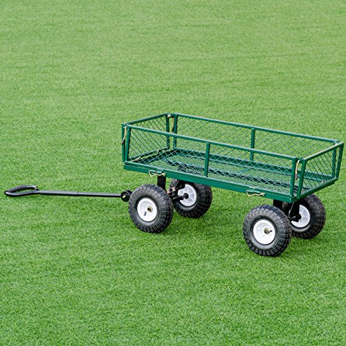 Giantex Cart Garden Utility Cart w/ Padded Handle Removable Sides Heavy-Duty Steel Garden Wagon Cart