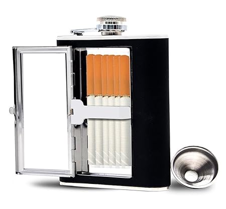 JERN Pocket Hip Flask 6 Oz Leak Proof - Drinking Flask for Liquor and Smokes, Includes Free Funnel