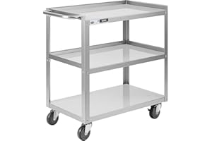 Hally Rolling Cart Utility Cart Stainless Steel Cart Kitchen Cart Metal Cart 3 Tier Rolling Cart 19 x 31 in Heavy Duty Kitche