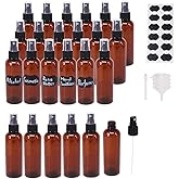 BPFY 24 Pack 2oz Amber Plastic Spray Bottles For Essential Oils, Perfumes, Cosmetics, Alcohol, Fine Mist Spray Bottle, Mini T