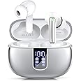 Ear Buds Wireless Earbuds - Bluetooth 5.3 Headphones (48H Playback) Built in Mic with LED Display Charging Case, IP7 Waterproof Earphone for iPhone Andriod Phones Laptop Sports Workout - Silvery