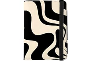 GABraden Cute Passport Holder and Holder Combo Passport Cover with RFID Blocking Women Men Compatible Wallet Credit Card Protector(Black Wave Wavy)