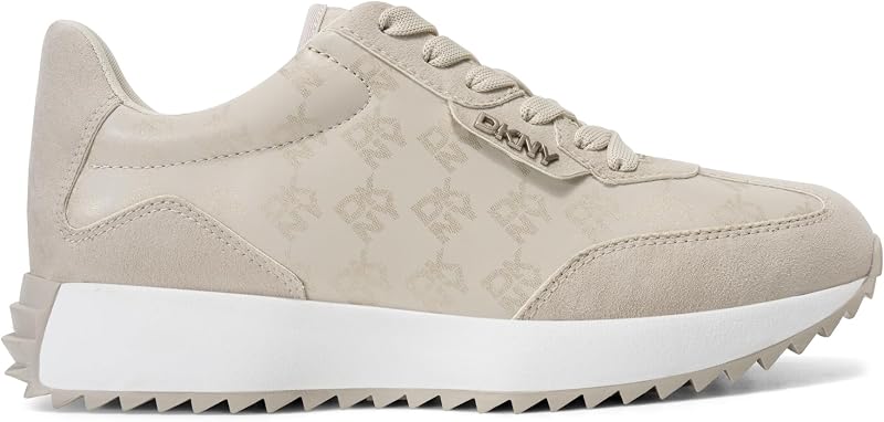 Naples Sneaker Damen Beige mit Schnürung und Logo-Print