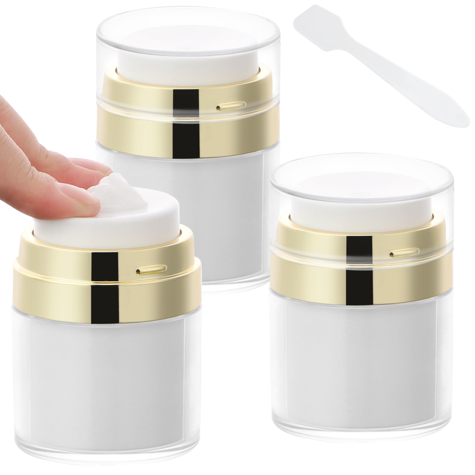 Photo 1 of Segbeauty 1oz Airless Bottles Travel, 30ml Airless Pump Jars Refillable Travel Bottles Empty Makeup Containers Lotion Dispenser, Pack of 3 Gold Vacuum Bottle for Lotion Moisturizer Creams