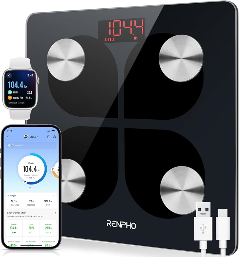 RENPHO USB Rechargeable Smart Body Fat Scale with Bluetooth