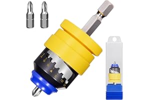 BLU7IVE 7-Level Adjustable Depth Drywall Screw Setter with 2 Replacement Drywall Bits & Magnetic Holder, Converts Drills to Screw Guns, Compatible with Electric/Impact Drills, for Drywall/Deck/Plywood