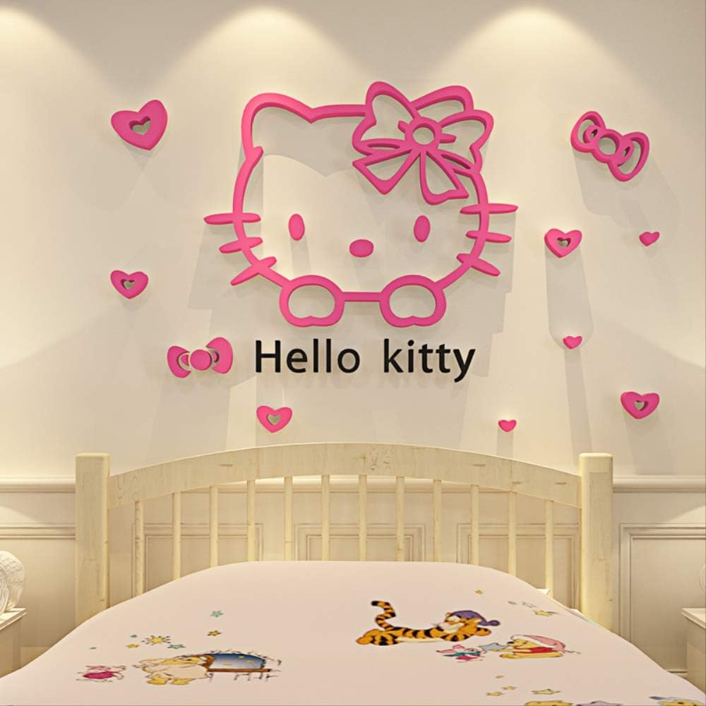 Hellokitty Acrylic 3D Wall Sticker Children's Room Bedroom Bedside Background Wall Decoration Sticker