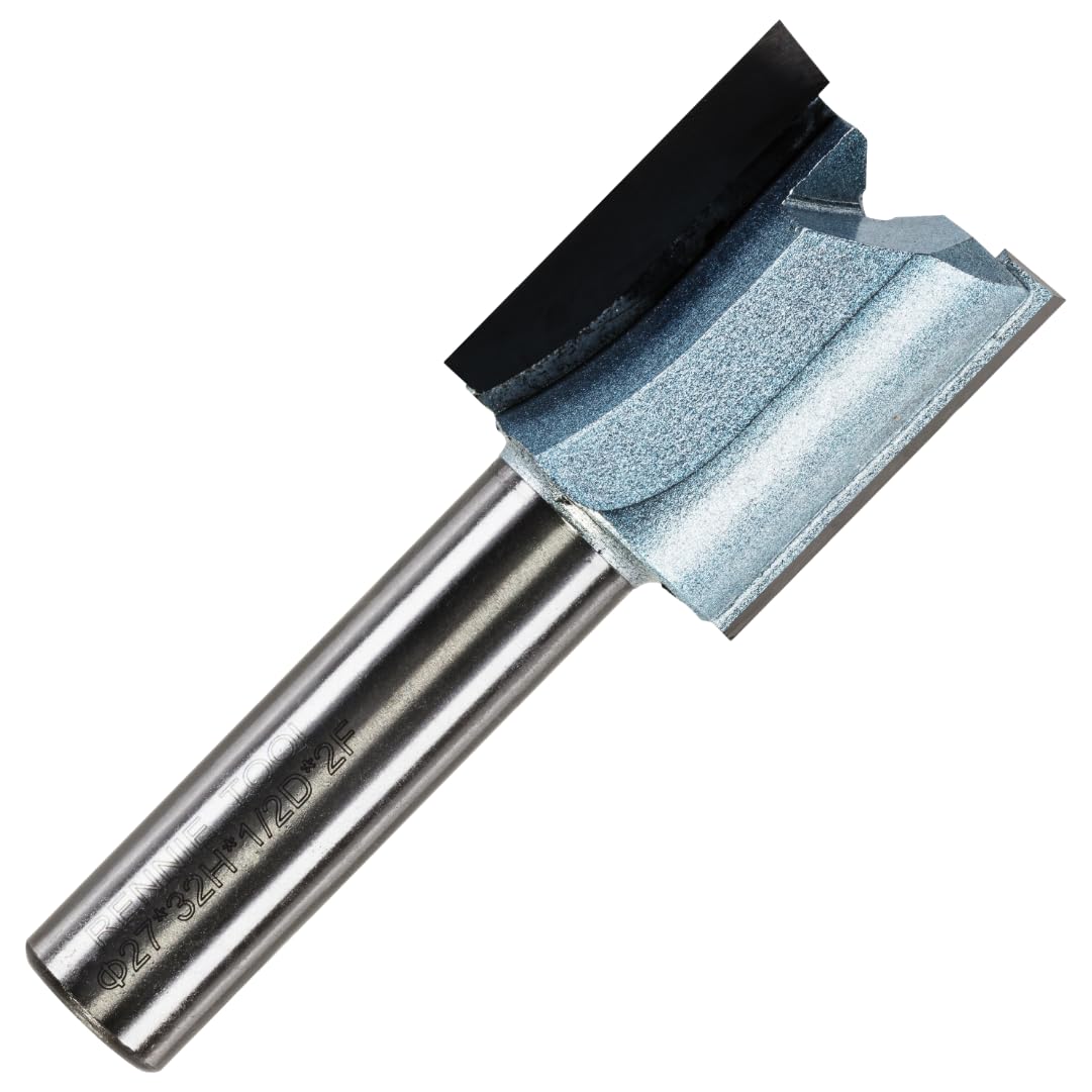 Rennie Tools - 27mm Cutting Diameter x 32mm Flute x 1/2" Shank TCT Tipped 2 Flute Straight Router Cutter Bit. Compatible With Makita Trend Festool Hikoki Dewalt Router Etc. 27mm Router Bit