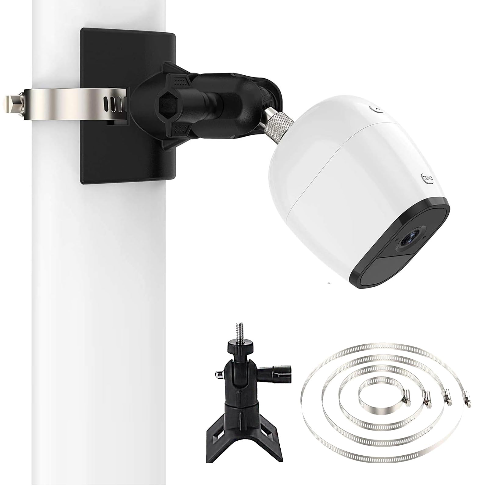 With Standard 1/4-inch-20 thread 360° Adjustable Wall Mount For Ring Stick Up Cam Plug in,Arlo Pro 4/2/3,Arlo Ultra,Arlo Essential Spotlight,EufyCam 2C/2C Pro/2 Pro,With 4 Adjustable Clamping Rings