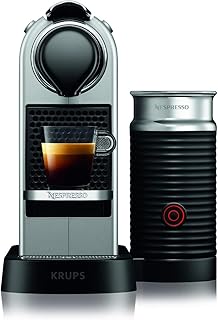 Krups Nespresso CitiZ und Milk XN760B Kaffeekapselmaschine (mit Aeroccino, Thermoblock-Heizsystem, 1 Liter Wasserbehälter, 19 bar) silber