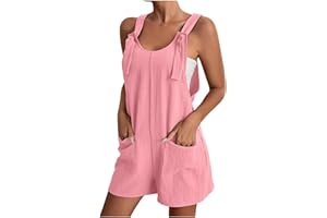 GOHRSHA Womens Dressy Jumpsuits Shorts Summer Casual Sleeveless Romper Adjustable Strap Jumper Bib Overalls Shorts Loose Fit