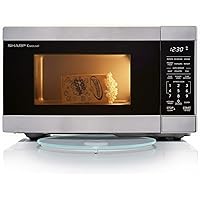 Sharp 0.9 Cu Ft Compact Stainless Steel Countertop Microwave Oven with Carousel Turntable, Small Microwave 900W, Auto Defrost